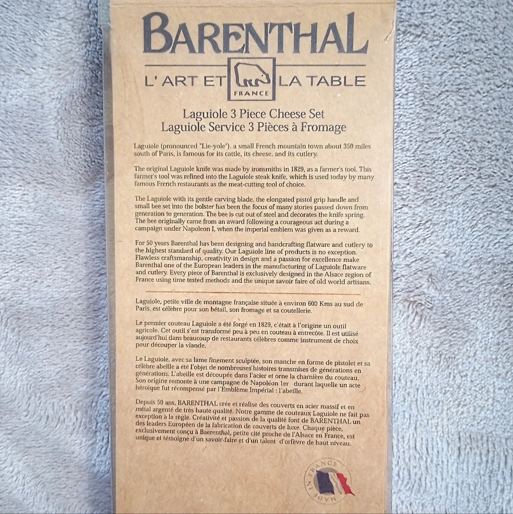 NIB Laguiole Barenthal Stainless Cheese Knife Set Made In France